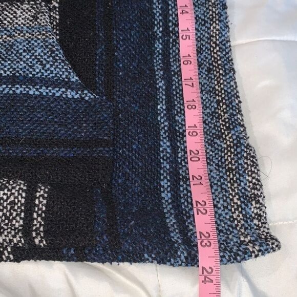 Baja Hippie Hoodie Pullover Poncho Sweater Striped Black & Blue - Picture 7 of 7